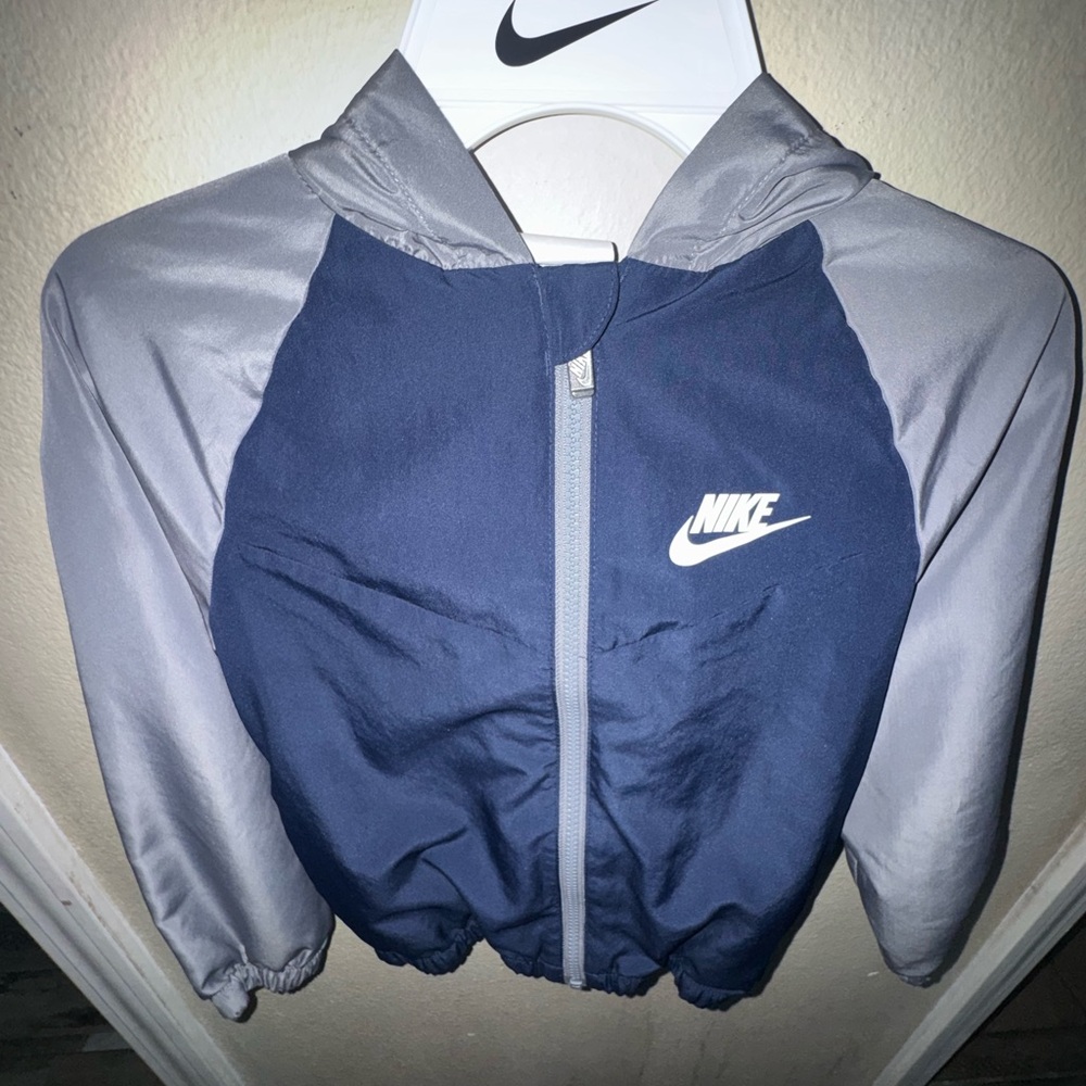 Nike Kids Navy and Gray Raincoat